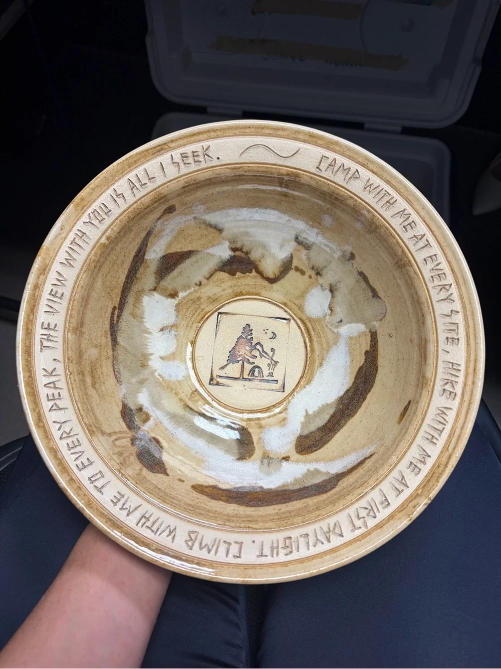 Handmade Ceramic Serving Bowl in Cream and Brown